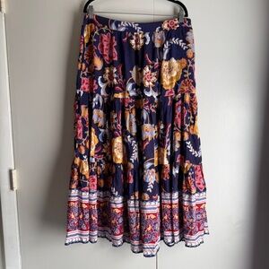 Soft Surroundings New Kara Skirt Blue Akrotiri Flowers Maxi Women’s Size Large